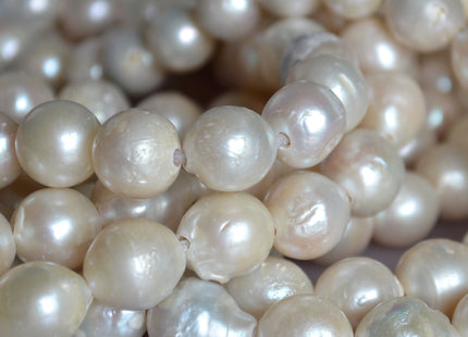12-14mm Approx. Natural White Large Hole Graduated Baroque Pearl Beads, Natural Baroque Pearls, Ivory Baroque Beads #118