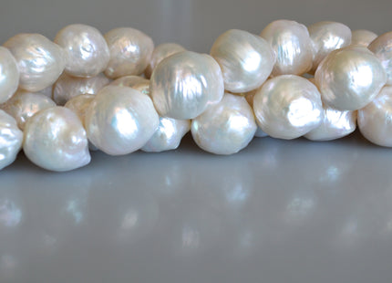 15-17 mm AAAAA Jumbo Baroque Natural White Freshwater Pearls Super High Luster Large White Baroque Pearls #716