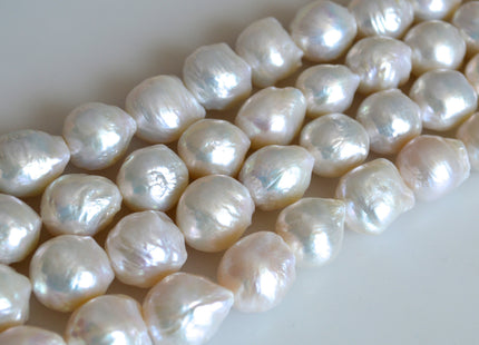 15-17 mm AAAAA Jumbo Baroque Natural White Freshwater Pearls Super High Luster Large White Baroque Pearls #716