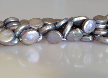 12x14-16 mm AA Freshwater Pearl Oval Coin Silver/Gray and Brown Color Cultured Pearl #143