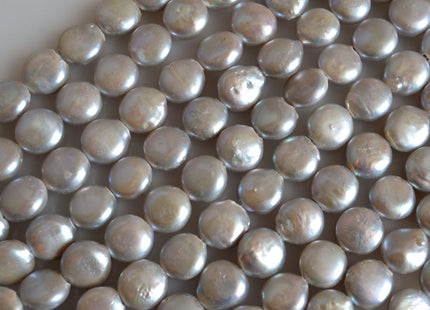 10-11mm AA Coin FreshwaterPearl Natural White Peacock 9-10mm Silver Genuine Cultured High Luster Flat Coin Pearls #381
