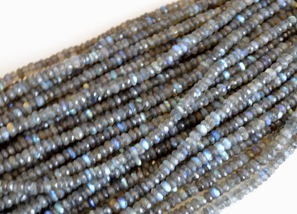 3x5-6mm Natural Semi Precious Gemstone Rainbow Labradorite Beads Natural Blue Flash Labradorite Faceted Rondelle Beads 10 Inches # 2086