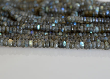 3x5-6mm Natural Semi Precious Gemstone Rainbow Labradorite Beads Natural Blue Flash Labradorite Faceted Rondelle Beads 10 Inches # 2086