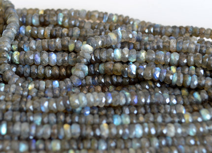 3x5-6mm Natural Semi Precious Gemstone Rainbow Labradorite Beads Natural Blue Flash Labradorite Faceted Rondelle Beads 10 Inches # 2086