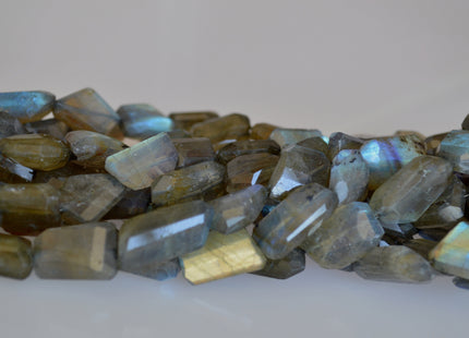 Natural Semi Precious Gemstone Rainbow Labradorite Beads Natural Color Diamond Cutting Flat Irregular Shape 10 Inch # 2084