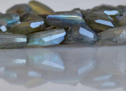 Natural Semi Precious Gemstone Rainbow Labradorite Beads Natural Color Diamond Cutting Flat Irregular Shape 10 Inch # 2084