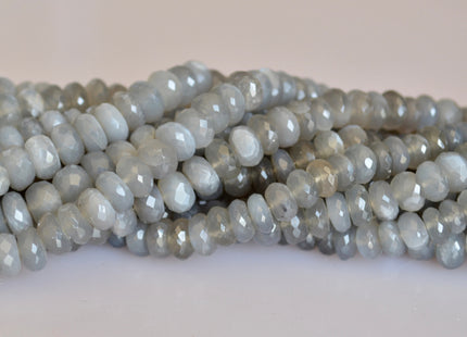 8-9 mm AA Natural Gray Moonstone Beads Faceted Roundel Shape Half Strand 8 Inches #2128