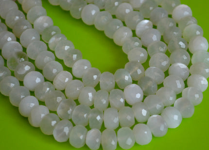 8-9 mm AAA Natural Color White Moonstone Beads Gemstone Faceted Rondelle Shape 14 inches #2129