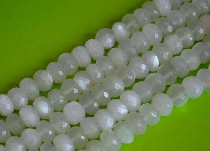 8-9 mm AAA Natural Color White Moonstone Beads Gemstone Faceted Rondelle Shape 14 inches #2129
