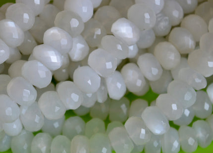8-9 mm AAA Natural Color White Moonstone Beads Gemstone Faceted Rondelle Shape 14 inches #2129