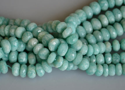 Natural Semi Precious Gemstone Amazonite Beads Natural Color Faceted Roundel Shape 9-9.5 inches #2132