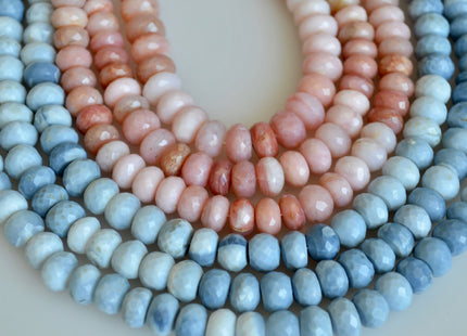 5-6x8mm Natural Gemstone Multi Pink and Blue Opal Beads Faceted Roundel 15 inches #2134