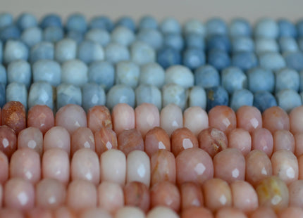 5-6x8mm Natural Gemstone Multi Pink and Blue Opal Beads Faceted Roundel 15 inches #2134