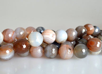 16-17mm Faceted Round Shape Natural Color Gemstone Agate #2095
