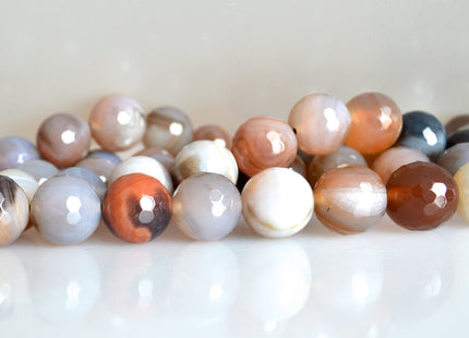 16-17mm Faceted Round Shape Natural Color Gemstone Agate #2095