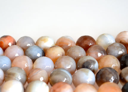 16-17mm Faceted Round Shape Natural Color Gemstone Agate #2095