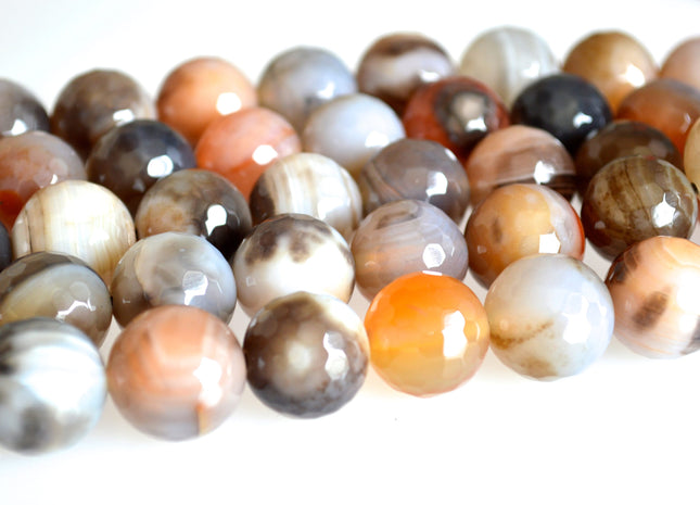 16-17mm Faceted Round Shape Natural Color Gemstone Agate #2095