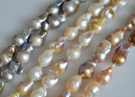 Large Hole Baroque Freshwater Pearls Irregular Drop Shape Hole 2mm Beads Size Approx. 15-20x12-13mm #762