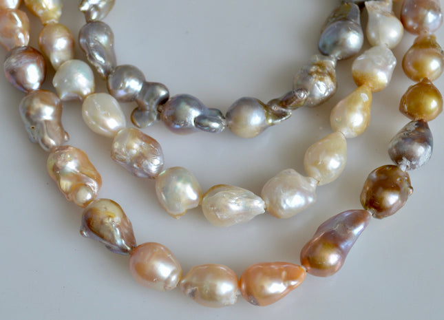 Large Hole Baroque Freshwater Pearls Irregular Drop Shape Hole 2mm Beads Size Approx. 15-20x12-13mm #762