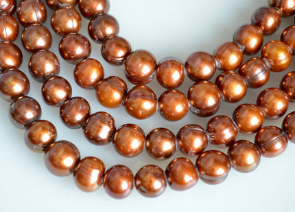 Large Hole Luster Brown Freshwater Pearls Potato Shape Hole 2.2mm Beads Size Approx. 9-10mm #767