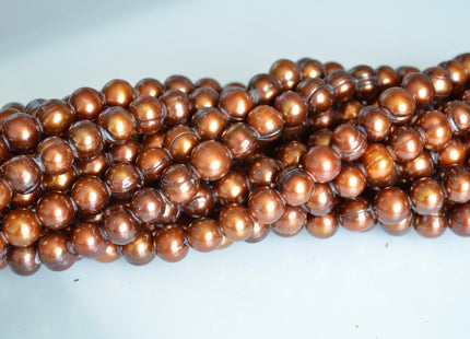 Large Hole Luster Brown Freshwater Pearls Potato Shape Hole 2.2mm Beads Size Approx. 9-10mm #767