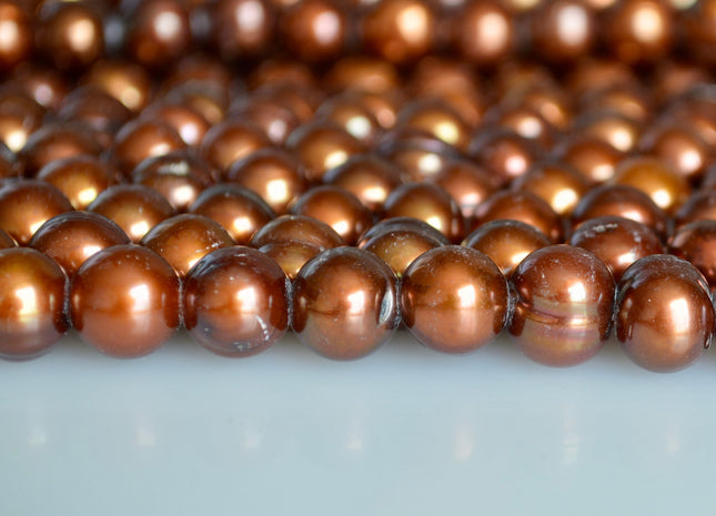 Large Hole Luster Brown Freshwater Pearls Potato Shape Hole 2.2mm Beads Size Approx. 9-10mm #767