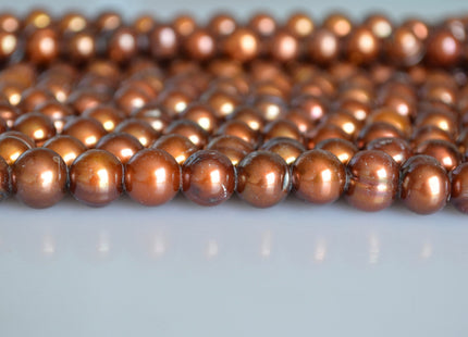 Large Hole Luster Brown Freshwater Pearls Potato Shape Hole 2.2mm Beads Size Approx. 9-10mm #767