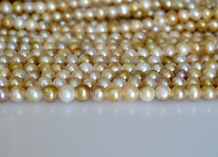 7 mm Large Hole Freshwater Pearls Potato Shape Natural Golden Champagne Color Hole 2.2mm #772