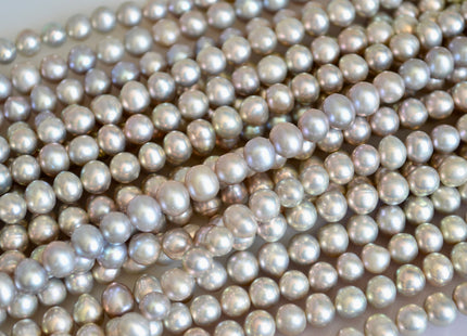6-6.5mm 7mm AAA Pinkish Gray Color Off Round Freshwater Pearl Beads Genuine High Luster Near Round Pearl Beads #517