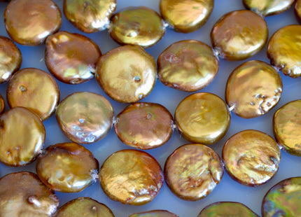 13 mm Freshwater Coin Pearl Copper Color, Cultured Freshwater Coin Pearl, Genuine Freshwater Pearl Beads, Loose Beads #148