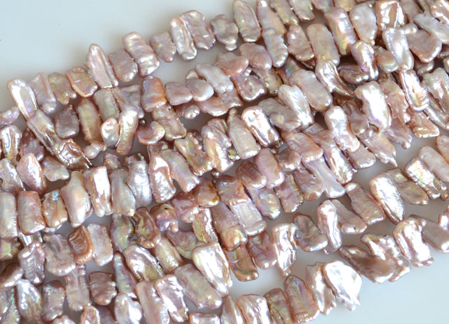 9-10x18-22mm AAA Very Rare Biwa Stick Freshwater Pearl Beads Natural Mauve Pink High Luster Biwa Pearl 15.5- 16 inches #726