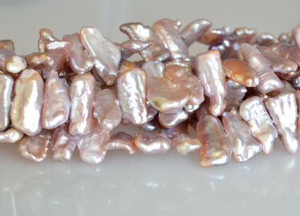 9-10x18-22mm AAA Very Rare Biwa Stick Freshwater Pearl Beads Natural Mauve Pink High Luster Biwa Pearl 15.5- 16 inches #726
