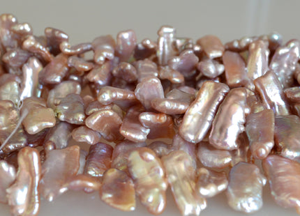 9-10x18-22mm AAA Very Rare Biwa Stick Freshwater Pearl Beads Natural Mauve Pink High Luster Biwa Pearl 15.5- 16 inches #726