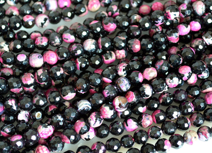 6mm Faceted Round Black Agate Semi Precious Stone Beads Heat treated Pink Color Natural Gemstone Agate #2107