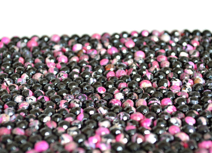 6mm Faceted Round Black Agate Semi Precious Stone Beads Heat treated Pink Color Natural Gemstone Agate #2107
