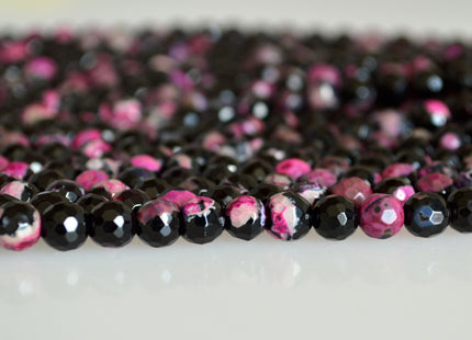 6mm Faceted Round Black Agate Semi Precious Stone Beads Heat treated Pink Color Natural Gemstone Agate #2107