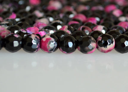 6mm Faceted Round Black Agate Semi Precious Stone Beads Heat treated Pink Color Natural Gemstone Agate #2107