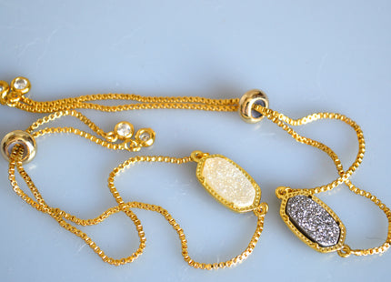 New Style Gemstone Bracelet Druzy Drusy Agate Bracelet Reversible Bracelet Adjustable Chain #2113