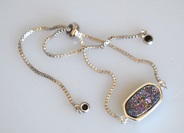 New Style Gemstone Bracelet Druzy Drusy Agate Bracelet Reversible Bracelet Adjustable Chain #2115