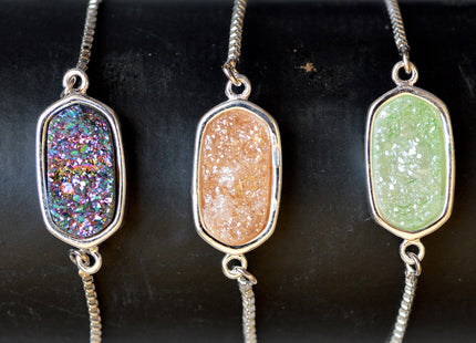 New Style Gemstone Bracelet Druzy Drusy Agate Bracelet Reversible Bracelet Adjustable Chain #2115
