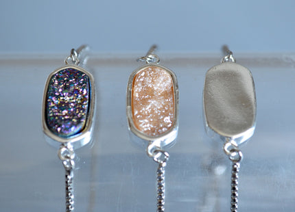 New Style Gemstone Bracelet Druzy Drusy Agate Bracelet Reversible Bracelet Adjustable Chain #2115