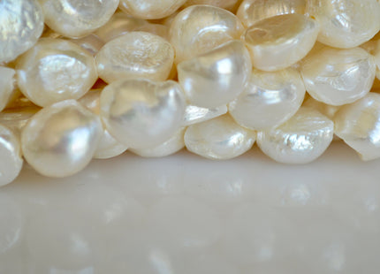 10-12x16mm Large Hole Natural White Freshwater Pearl Beads Rice Nugget Hole 2.2mm 16" Strands #774