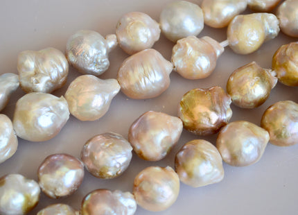 12-16mm Large Hole Natural Pink Mauve Seaweed Color Baroque Pearl Beads Graduated Off Round Potato Shape Hole Size 2.2mm #777