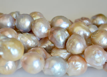 12-16mm Large Hole Natural Pink Mauve Seaweed Color Baroque Pearl Beads Graduated Off Round Potato Shape Hole Size 2.2mm #777