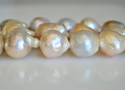 12-16mm Large Hole Natural Pink Mauve Seaweed Color Baroque Pearl Beads Graduated Off Round Potato Shape Hole Size 2.2mm #777