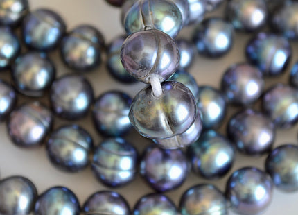 12-15 mm Large Hole Half Strand Peacock Freshwater Pearl Beads Potato Shape Hole 2.2mm 2.5mm & 4.0mm #779