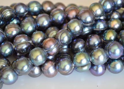 12-13mm Large Hole Half Strand Peacock Freshwater Pearl Beads Potato Shape Hole 2.2mm 2.5mm & 4.0mm #779