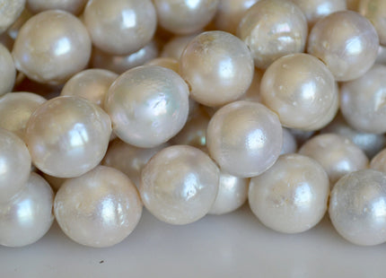 12-15mm Large Hole Natural White Freshwater Pearl Beads Graduated Off Round Shape Hole 2.2mm #780