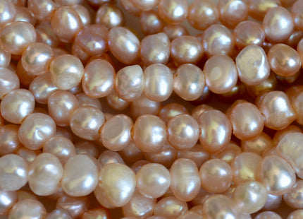 7-8mm Large Hole Natural Pink Freshwater Pearl Beads Small Nugget Hole 1.8mm 16" # 782