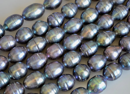 12 x 15 mm Large Hole Peacock Rice/Oval Genuine Freshwater Pearl Beads 2.2 mm Hole Pearl #380